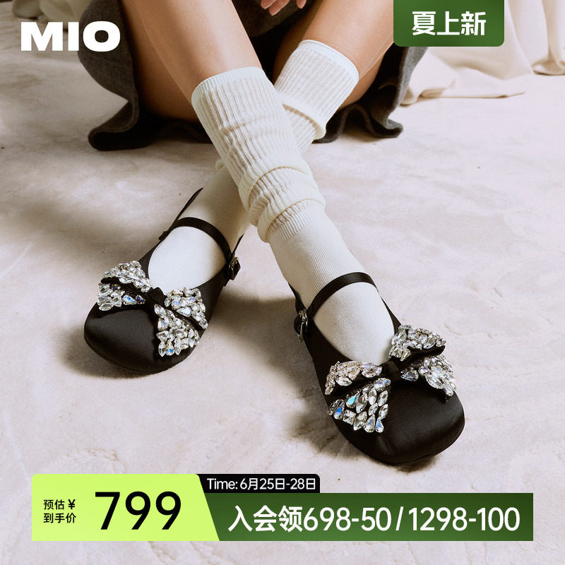 MIO米奥玛丽珍鞋2026春季新款圆头平底蝴蝶钻饰搭扣芭蕾舞鞋女鞋