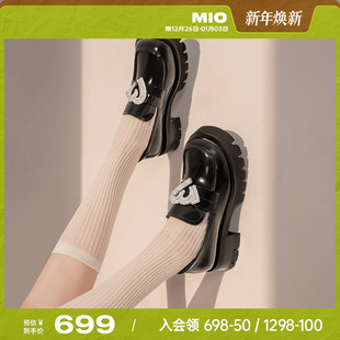 一脚蹬女鞋 复古增高6.5cm单鞋 学院风可爱大头鞋 MIO米奥乐福鞋