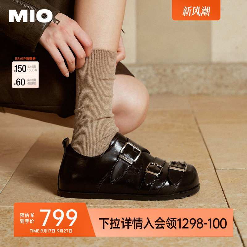 田曦薇卢昱晓同款MIO米奥勃肯乐福鞋2026秋新款小皮鞋单鞋女鞋图片
