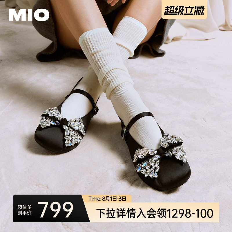 MIO米奥玛丽珍鞋2026春季新款圆头平底蝴蝶钻饰搭扣芭蕾舞鞋女鞋