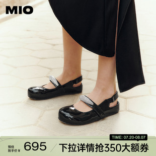女 MIO米奥2025夏季 新款 玛丽珍鞋 闪钻饰扣圆头甜美可爱风外穿凉鞋