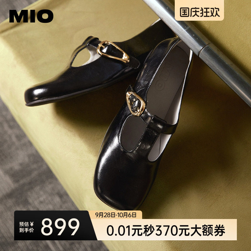 MIO米奥玛丽珍鞋2026春季新款方头粗跟T字带搭扣小皮鞋乐福鞋女鞋图片