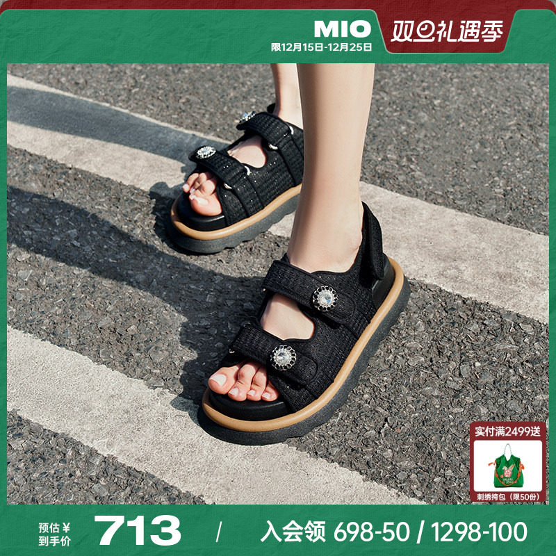 MIO米奥夏季小香风女鞋舒适亲肤厚底休闲凉鞋沙滩鞋女鞋