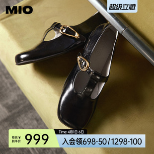 女鞋 MIO米奥玛丽珍鞋 乐福鞋 方头粗跟T字带搭扣小皮鞋 2026春季 新款