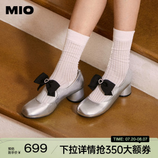 MIO米奥玛丽珍圆头蝴蝶结2025秋季 新款 洛丽塔甜美高跟单鞋 女鞋
