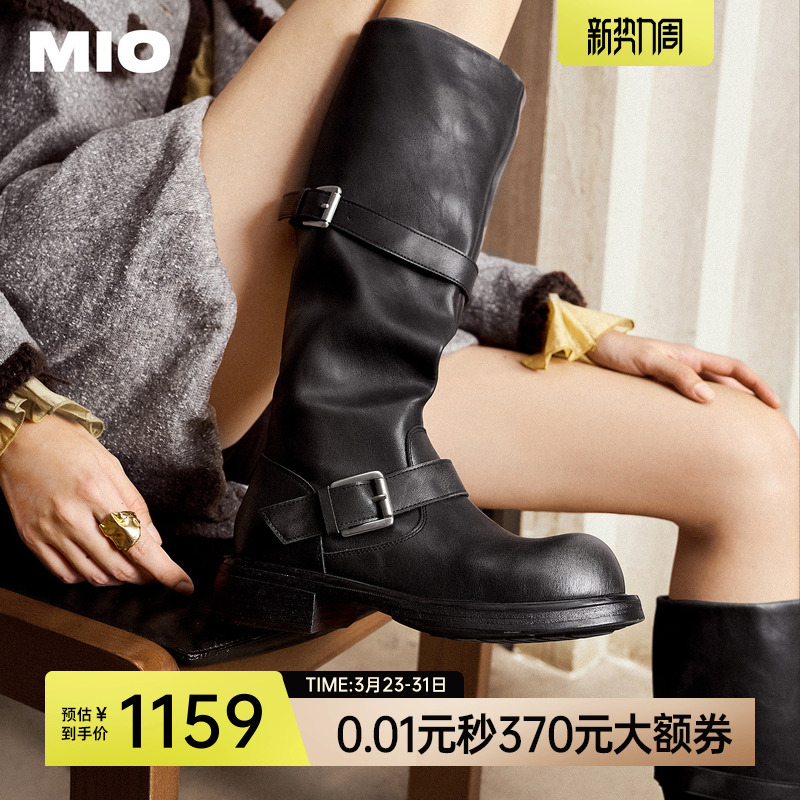 刘雯章若楠刘雨昕祝绪丹同款MIO米奥骑士长筒靴冬机车大筒围女鞋