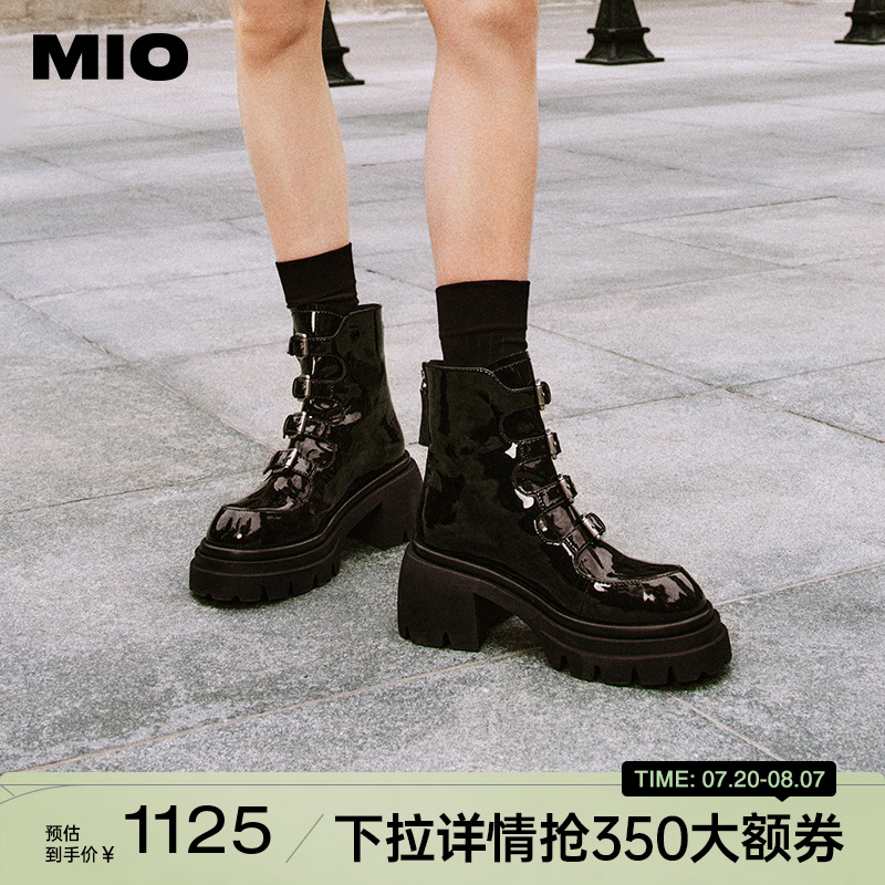 【李艺彤同款】MIO米奥2024冬季新款复古圆头马丁潮流机车靴