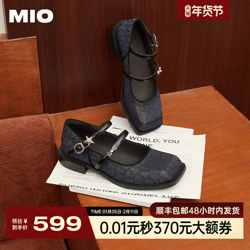 MIO米奥2025春季新款山茶花玛丽珍鞋新中式复古方头舒适坡跟女