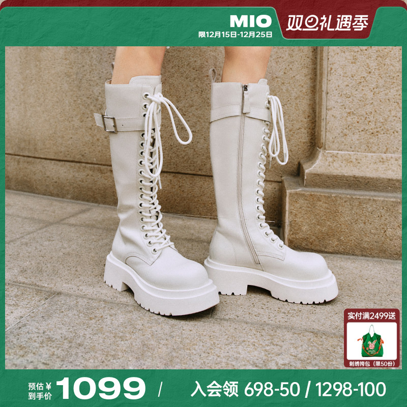 【迪丽热巴同款】MIO米奥冬加绒保暖长筒靴骑士酷飒瘦瘦靴烟筒靴