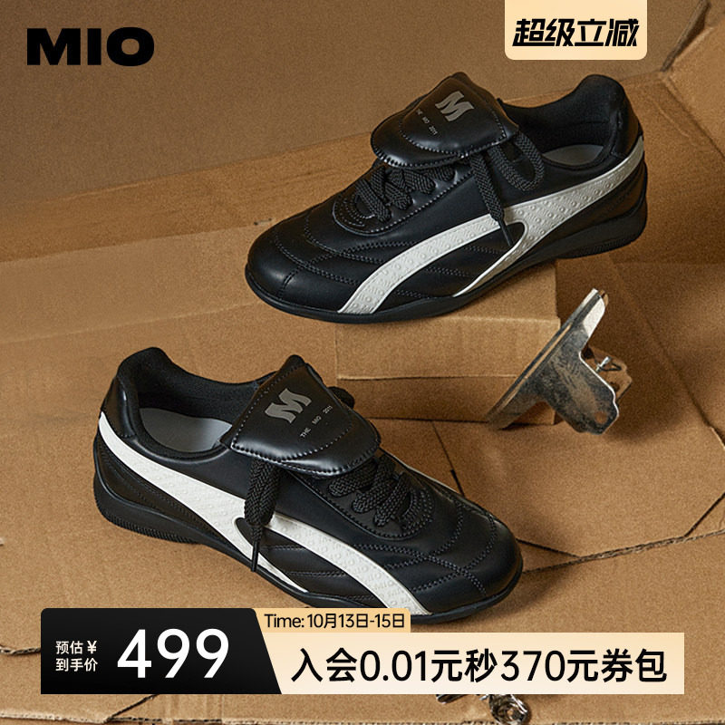 [杨紫同款]MIO米奥春季芭蕾风德训圆头休闲运动黑色赛车鞋女鞋
