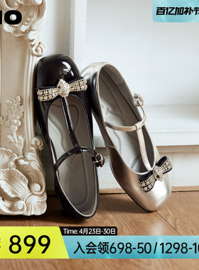 MIO米奥2026春季新款圆头粗跟T字带玛丽珍鞋蝴蝶结甜美风浅口单鞋