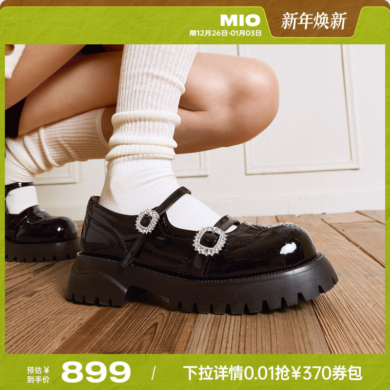 MIO米奥布洛克玛丽珍2026春新款复古厚底乐福单鞋女4.5粗跟小皮鞋