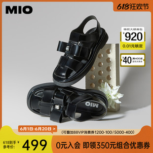 复古时髦通勤罗马凉鞋 MIO米奥百搭包头平跟魔术贴凉鞋 编织鞋 女鞋