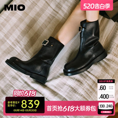 MIO米奥复古厚底骑士靴女