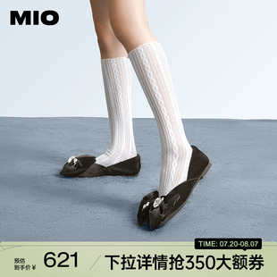 MIO米奥圆头低跟单鞋 软底百搭黑色工作鞋 上班平底鞋 通勤浅口单鞋