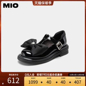 MIO米奥女鞋春夏蝴蝶结女鞋丁字扣小香风玛丽珍鞋浅口单鞋