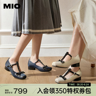 T型带中粗跟女单鞋 MIO米奥2025春季 甜美芭蕾风玛丽珍鞋 新款 时尚