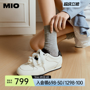 薄底珍珠单鞋 新款 2026春季 芭蕾皮鞋 女鞋 运动鞋 MIO米奥蕾丝德训鞋