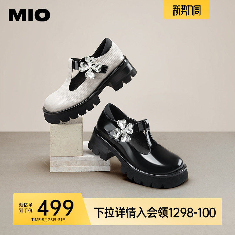 【智心浪漫】MIO米奥玛丽珍鞋四叶草水钻复古中跟JK乐福鞋单鞋女