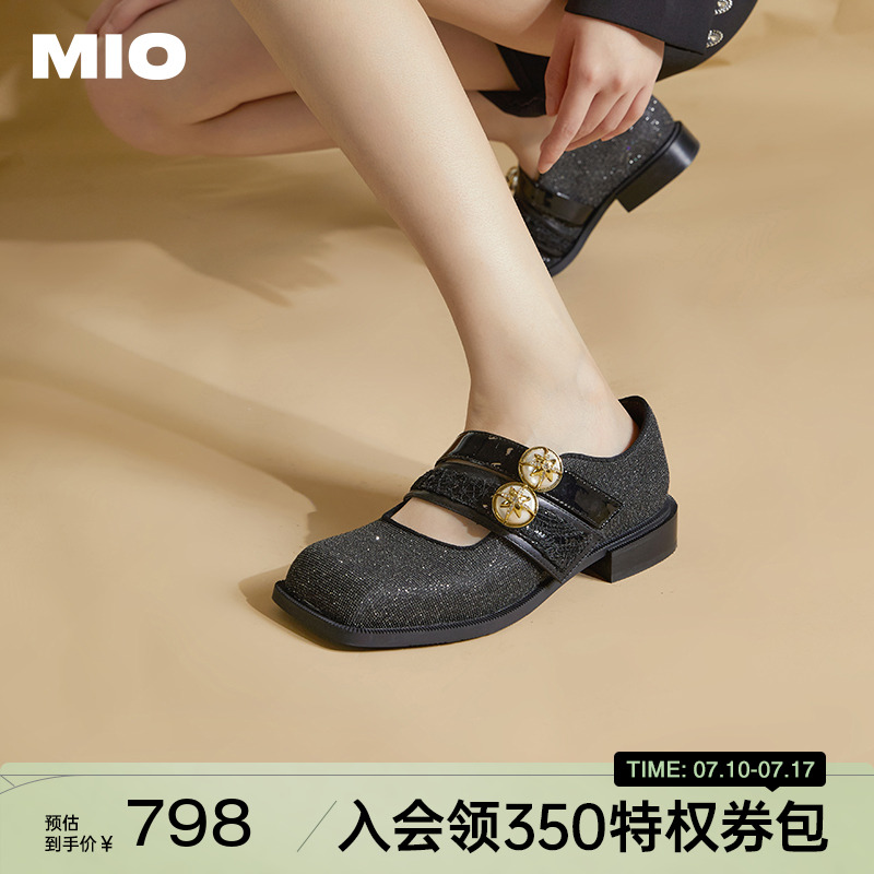 MIO春季复古低跟浅口玛丽珍女鞋