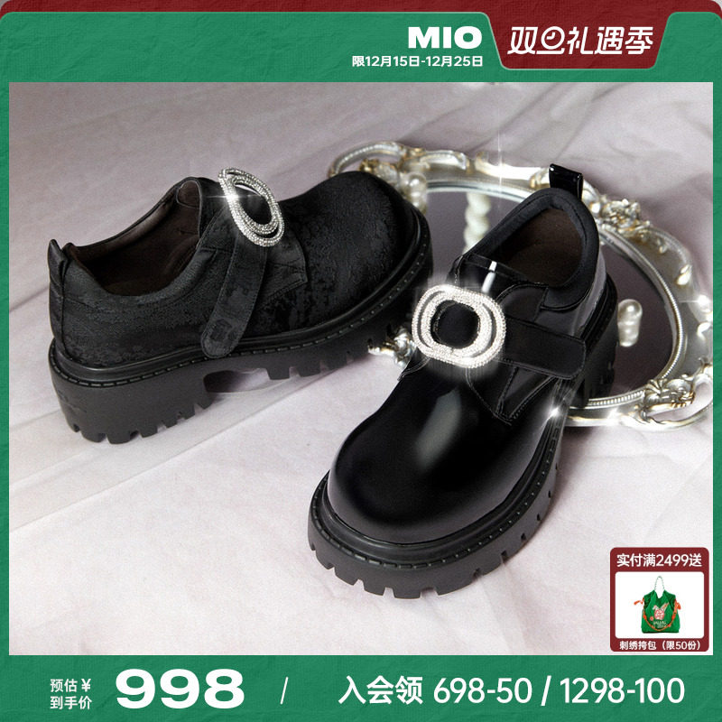 MIO米奥大头乐福鞋中国风2025秋季新款魔术贴增高厚底5cm单