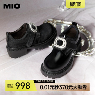 牛津女鞋 魔术贴增高厚底5cm单鞋 中国风春夏款 MIO米奥大头乐福鞋