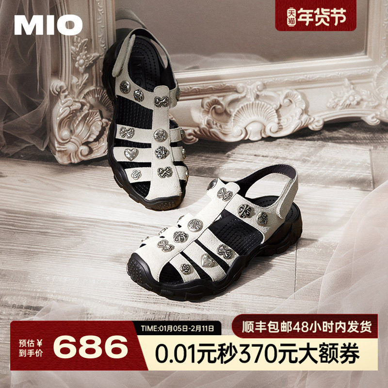 MIO米奥洞洞鞋女夏季丑萌百搭运动罗马鞋镂空透气猪笼鞋凉鞋