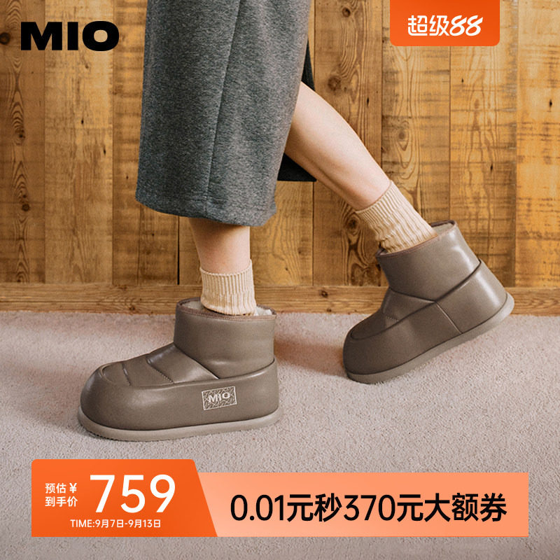 MIO米奥冬雪地靴厚底加绒加厚可爱圆头短靴时尚毛绒保暖靴子女鞋