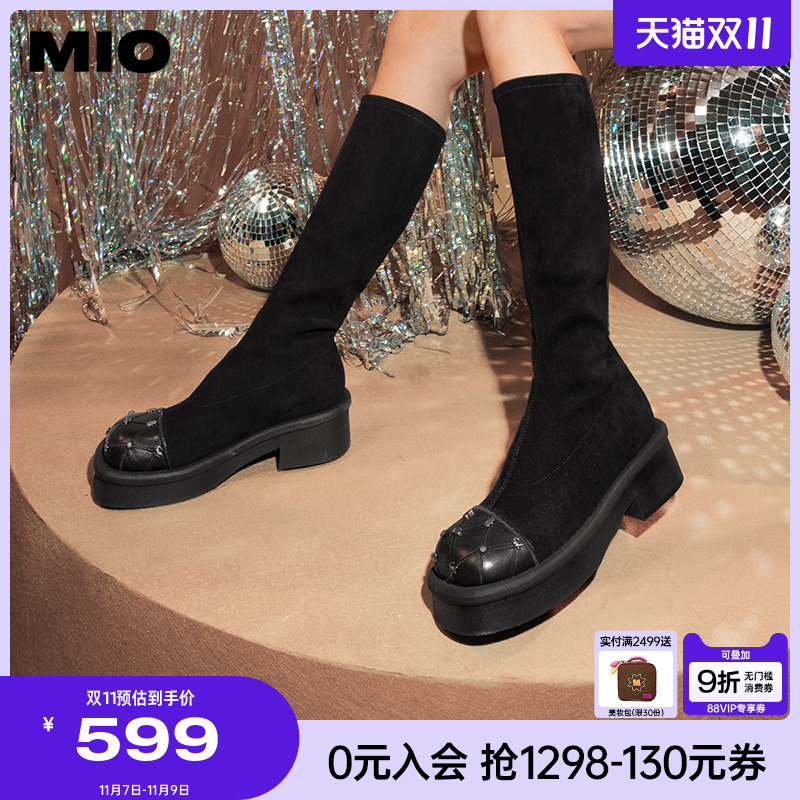 米奥圆头中跟长筒靴MIO