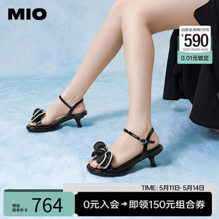中细跟凉鞋 MIO米奥夏季 韩版 凉鞋 女鞋 钻链蝴蝶结舒适时髦时装