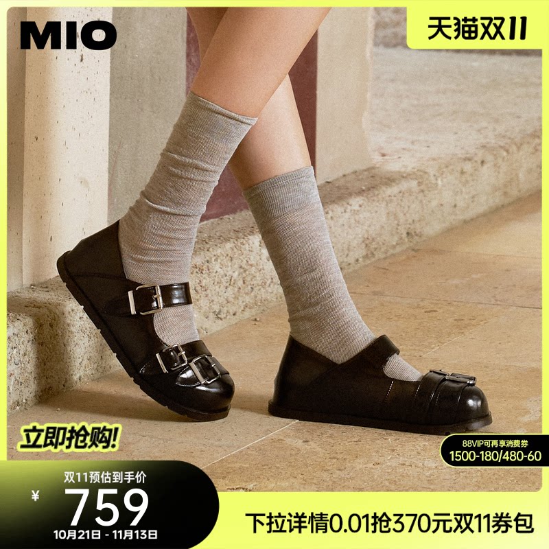 田曦薇卢昱晓同款MIO米奥玛丽珍勃肯鞋2026秋新款圆头皮鞋女单鞋