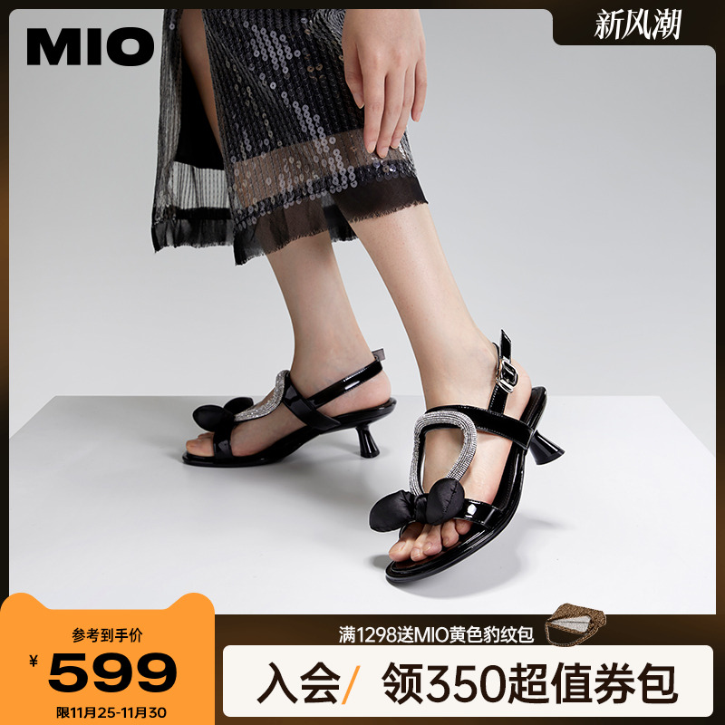 夏季异形跟后空凉鞋MIO蝴蝶结