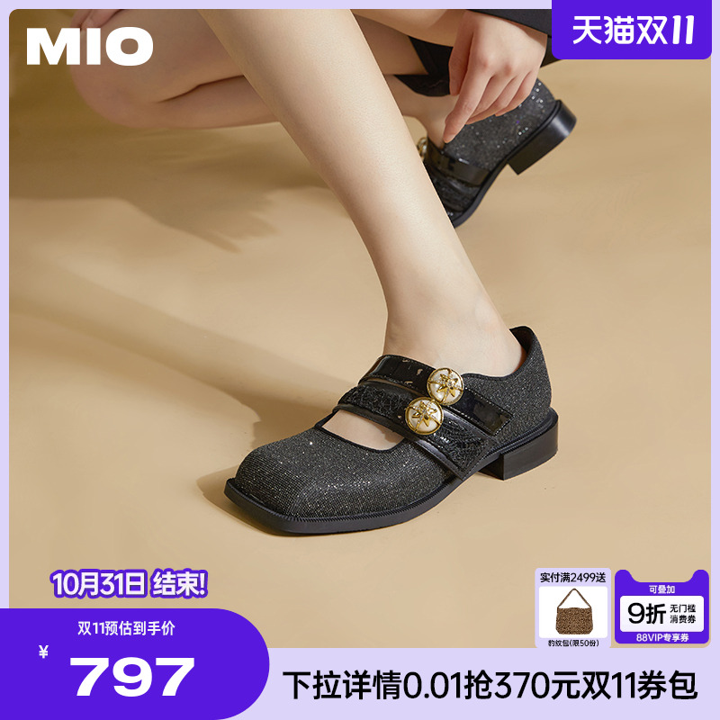 MIO春季复古低跟浅口玛丽珍女鞋
