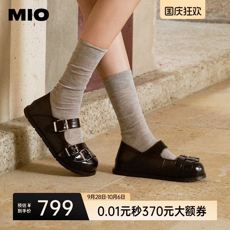 田曦薇卢昱晓同款MIO米奥玛丽珍勃肯鞋2026秋新款圆头皮鞋女单鞋图片