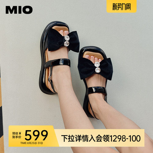 米奥MIO拼色低跟休闲凉鞋