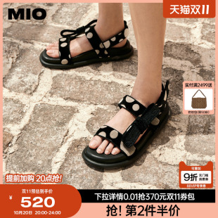 女鞋 MIO凉鞋 轻便复古波点魔术贴休闲舒适沙滩拖鞋 新款 2025夏季