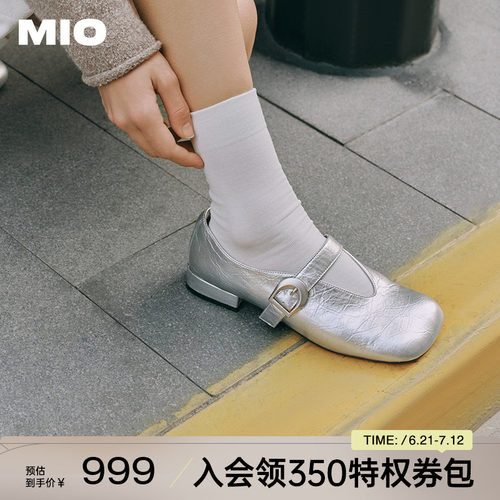 MIO米奥2025春皮带扣玛丽珍鞋时尚甜美方头坡跟单鞋女M251420689