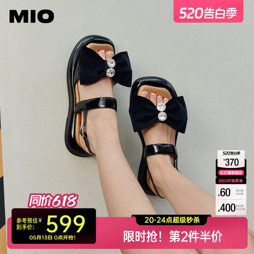 米奥MIO拼色低跟休闲凉鞋