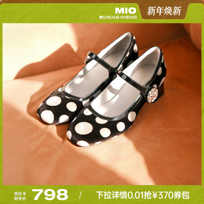 MIO米奥波点玛丽珍鞋2025秋季新款法式芭蕾风真皮浅口单鞋女
