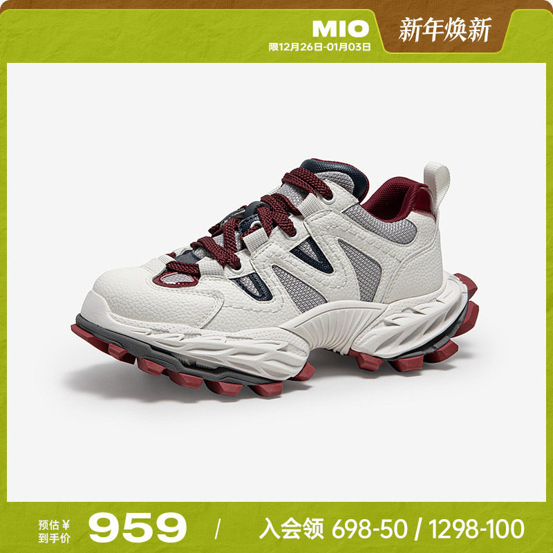 MIO米奥2025春季新款复古圆头厚底老爹鞋街头风轻便休闲女单鞋