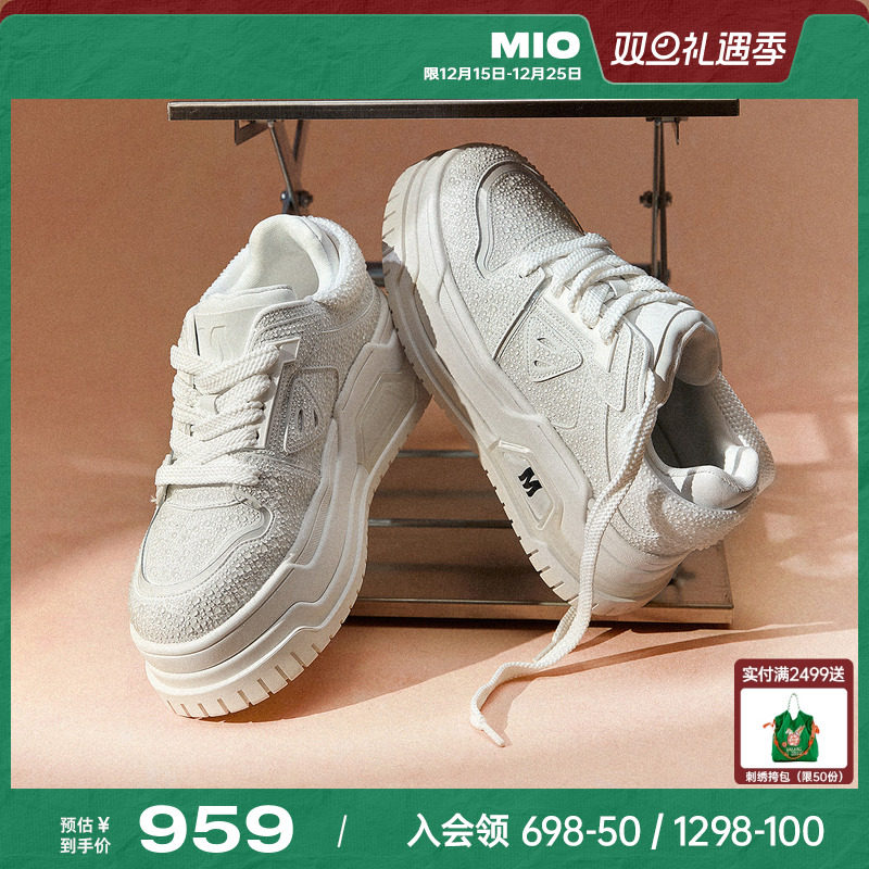 MIO米奥休闲板鞋女2025秋季新款水滴设计厚底增高6.5松糕小