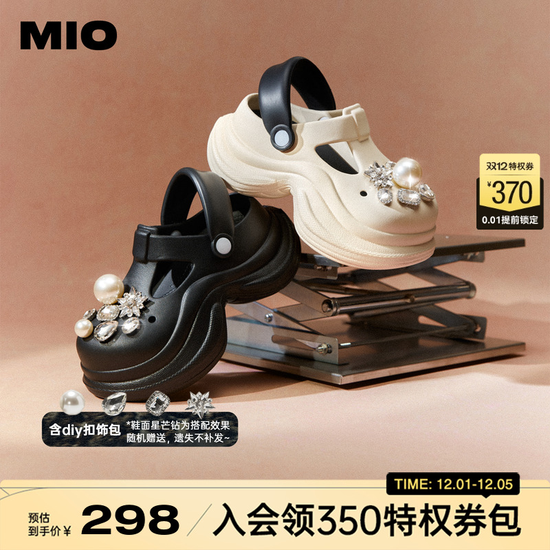 MIO米奥洞洞鞋女鞋2025夏季新款户外凉拖鞋厚底增高凉鞋沙滩鞋