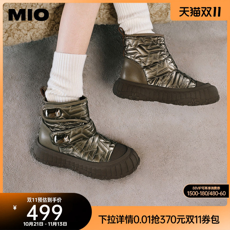 MIO米奥冬季短筒靴圆头厚底雪地靴酷趣有型短靴百搭增高靴子女