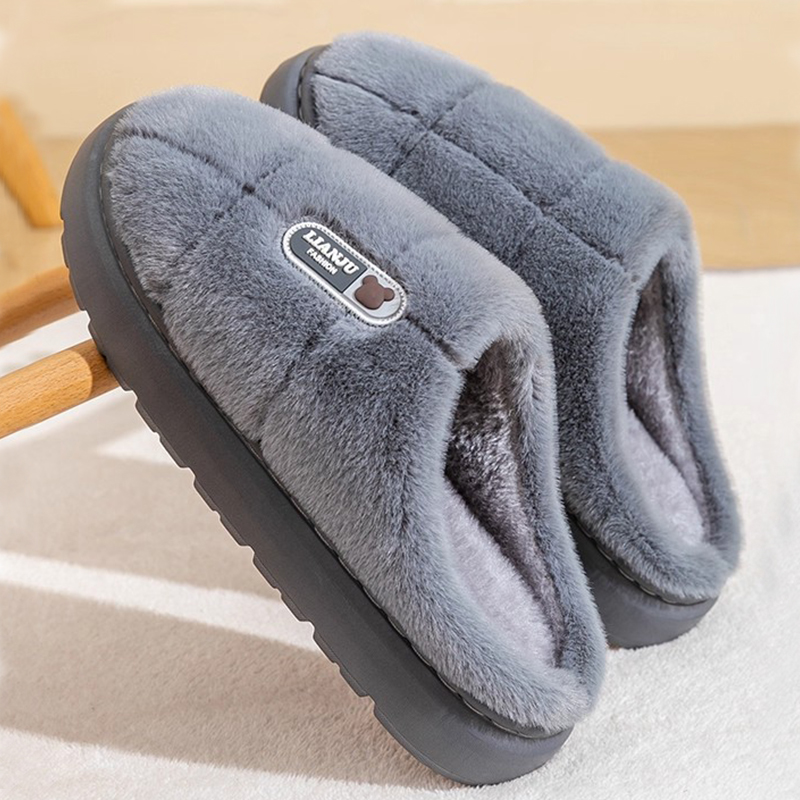 【冬季新款加绒加厚大脚棉拖鞋】