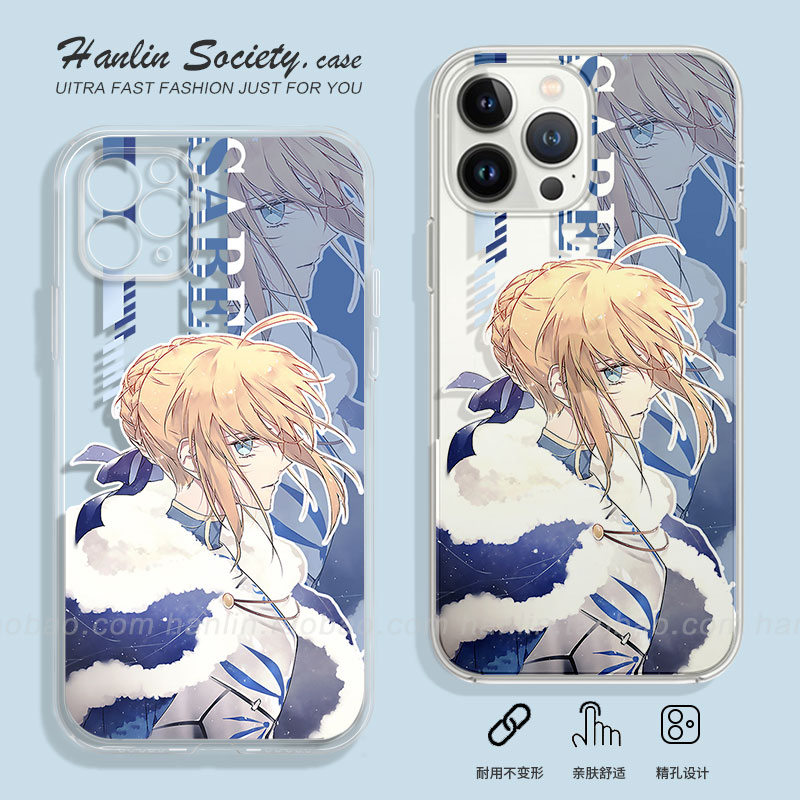 二次元少女吾王Saber适用苹果16promax华为Pura80pro小众IQOOZ10Turbo红米K80卡通OPPOReno14荣耀400手机壳