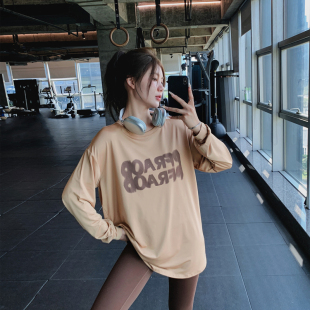 显瘦宽松大码 运动T恤 胖mm女健身服瑜伽服上衣速干跑步字母短袖