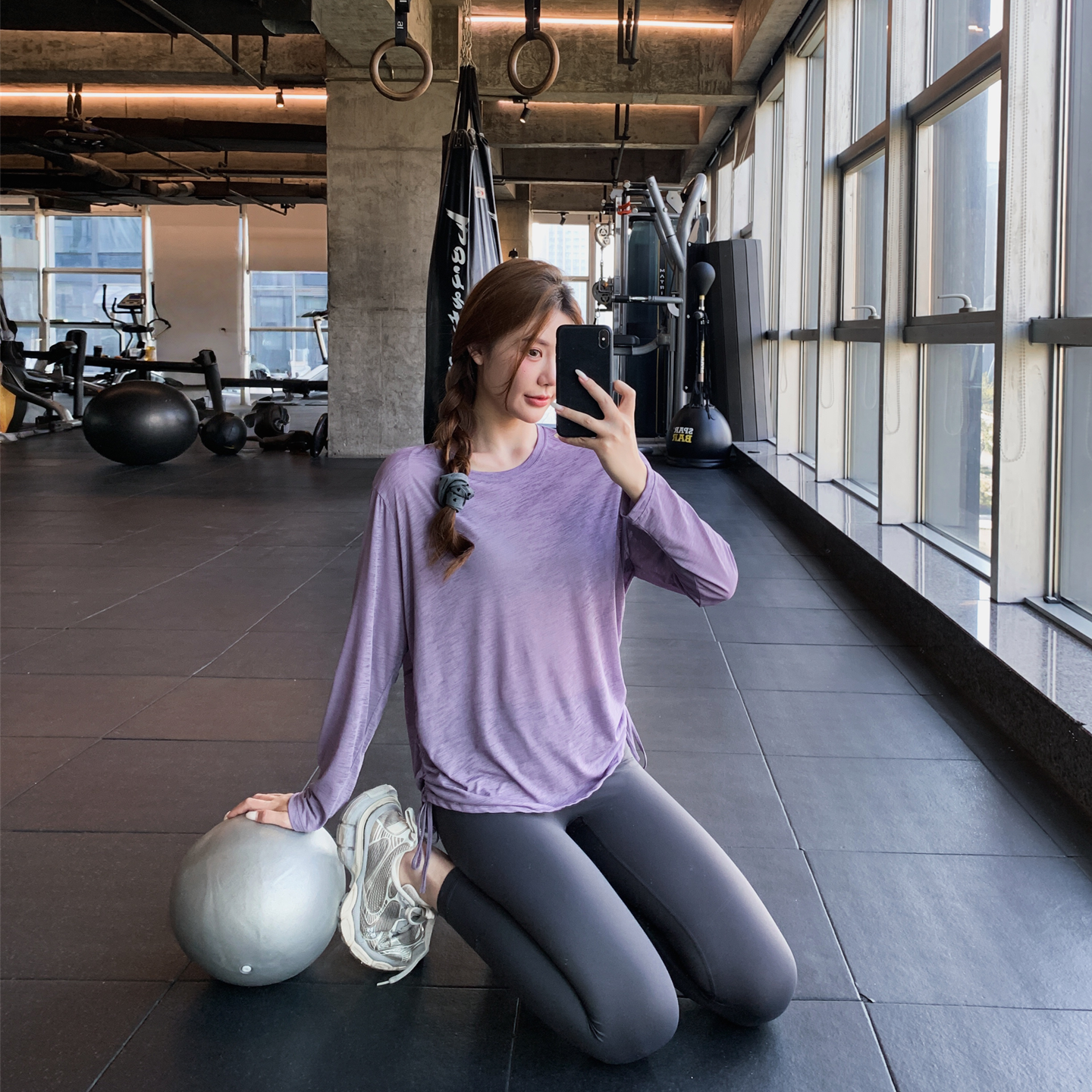 宽松显瘦健身服大码胖mm跑步瑜伽上衣速干运动T恤女抽绳长款罩衫,运动服/休闲服装,健身衣,淘宝优惠券,粉丝福利购,淘宝优惠卷