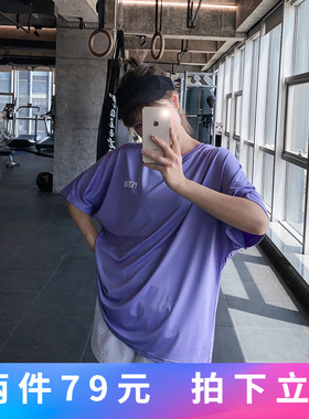 运动上衣女宽松显瘦跑步大码胖mm健身服瑜伽字母训练速干T恤罩衫