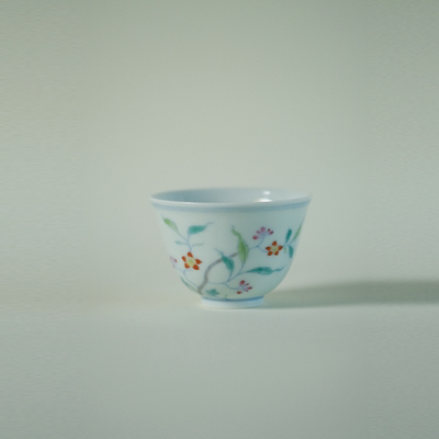 葭元里茶集 斗彩集雅慕古恽南田慕古没骨画小花式若深茶器单杯