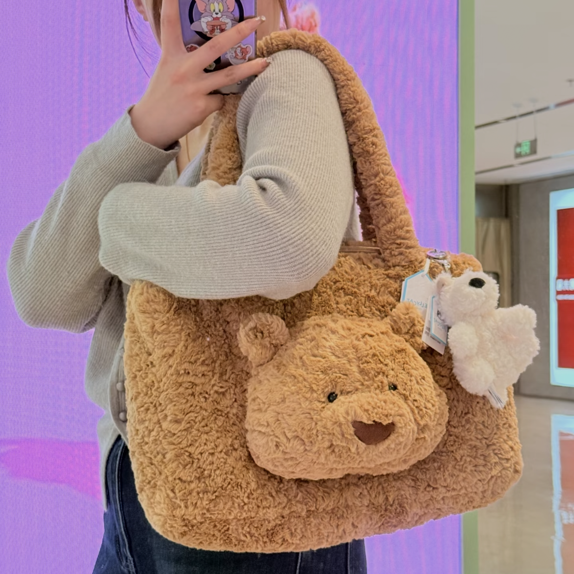 英国巴塞罗熊托特包手提包小熊包毛绒玩具玩偶生日礼物情人女朋友